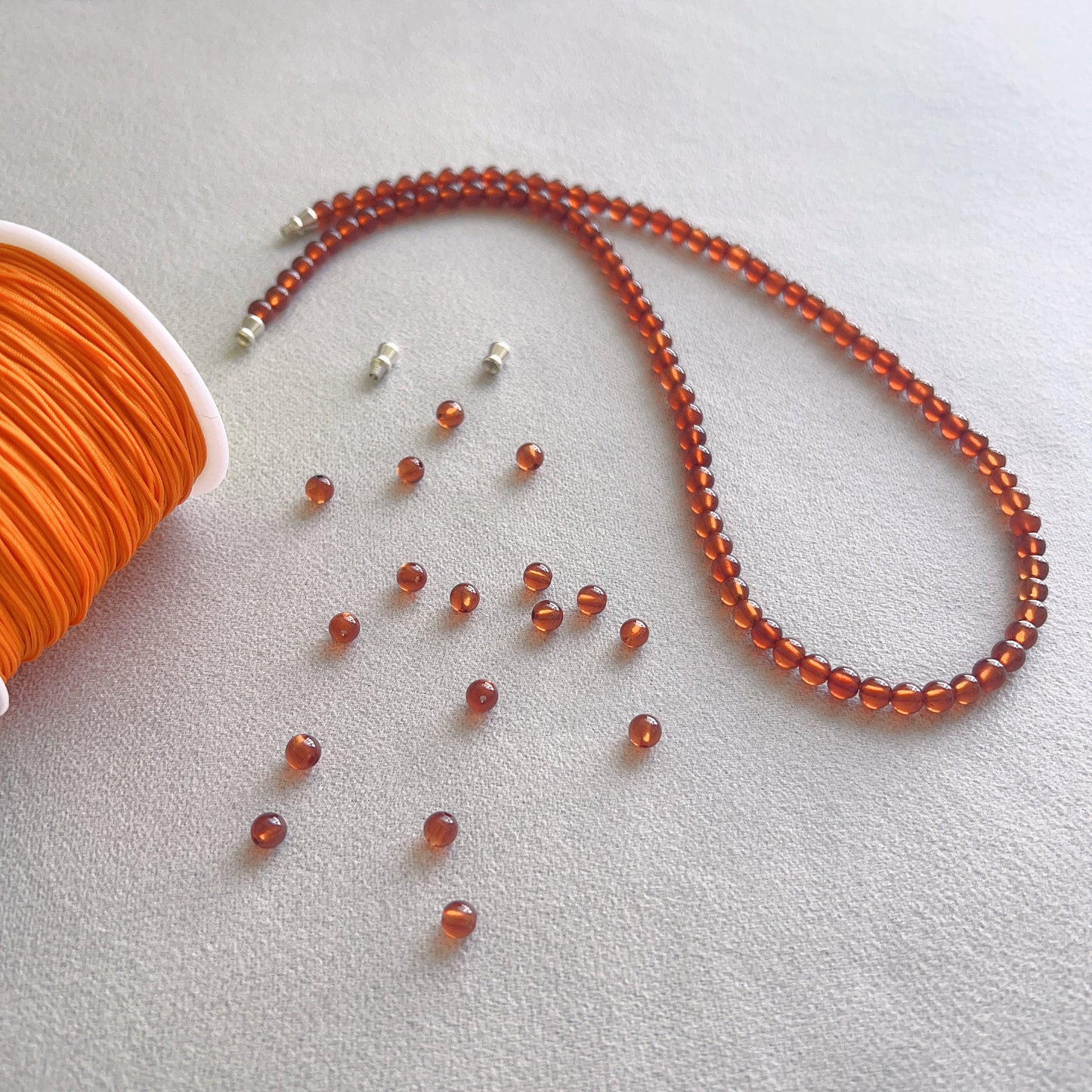Handcrafted Spessartine Garnet Beaded Necklace | Natural Gemstone Jewelry With 925 Sterling Silver Screw Lock | Unique Artisan Design