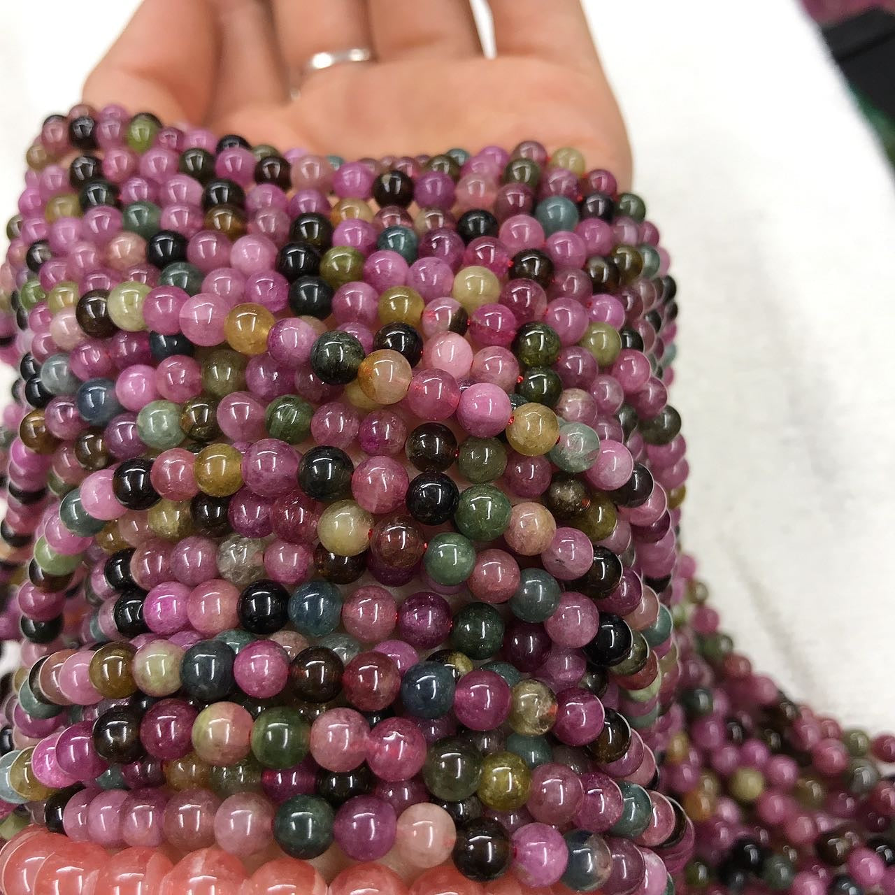5Mm Natural Rainbow Tourmaline Round Bead Strands For Diy Jewelry Project