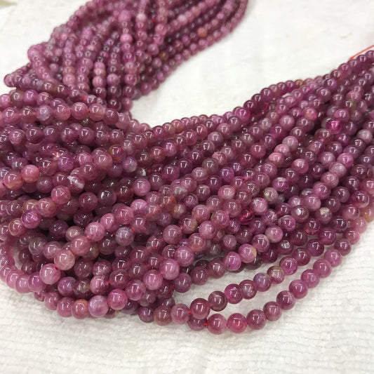 5Mm Natural Pink Tourmaline Round Bead Strands Diy Jewelry Project