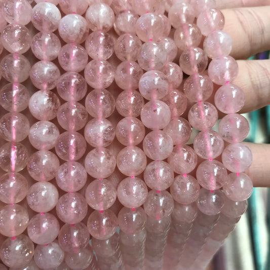8Mm Natural Pink Morganite Round Bead Strands Diy Jewelry Making Supply