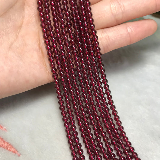 3.5Mm Natural Almandine Red Garnet High-Quality Small Bead Strands