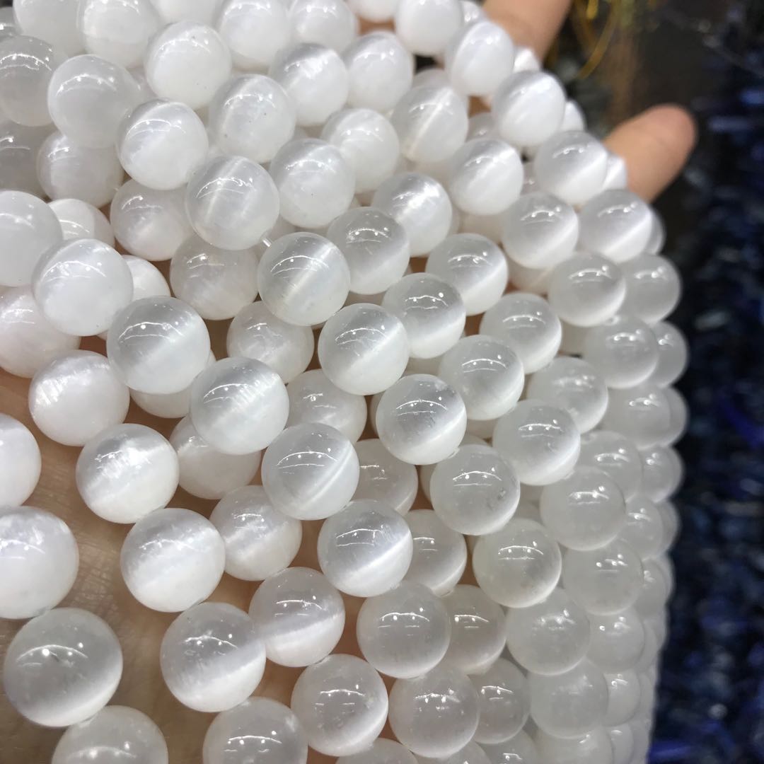 6Mm 8Mm 10Mm Top Grade Satin Spar Selenite Round Bead Strands For Diy Jewelry Project