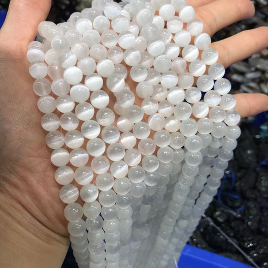6Mm 8Mm 10Mm Top Grade Satin Spar Selenite Round Bead Strands For Diy Jewelry Project