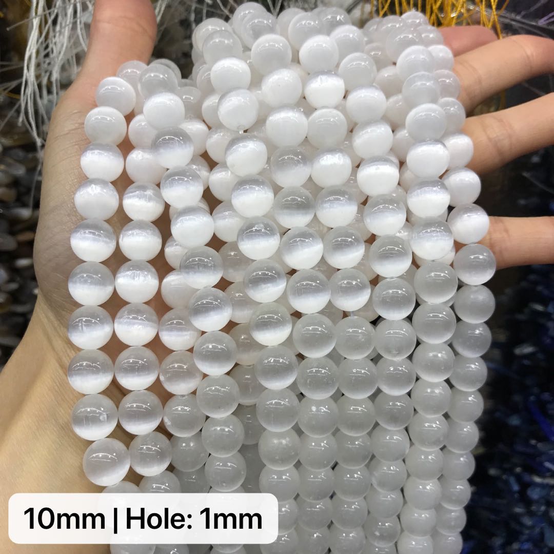 6Mm 8Mm 10Mm Top Grade Satin Spar Selenite Round Bead Strands For Diy Jewelry Project