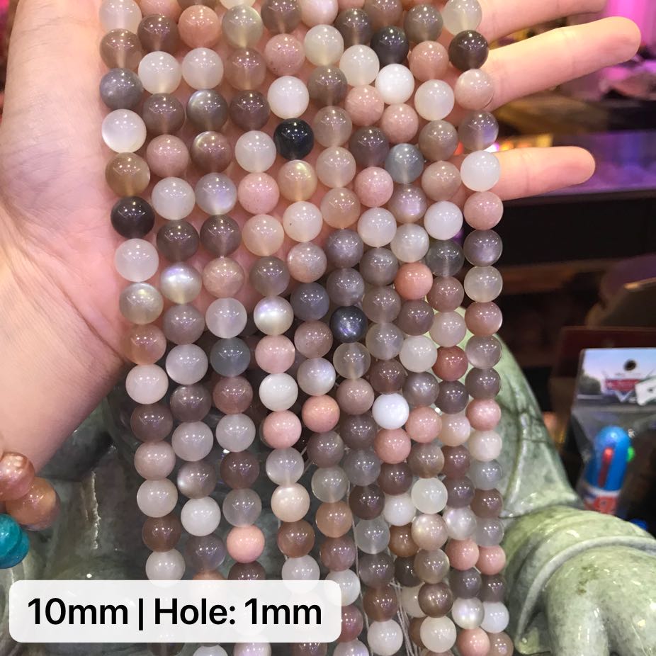8-12Mm Natural Assorted Moonstone Round Bead Strands Diy Jewelry Supply