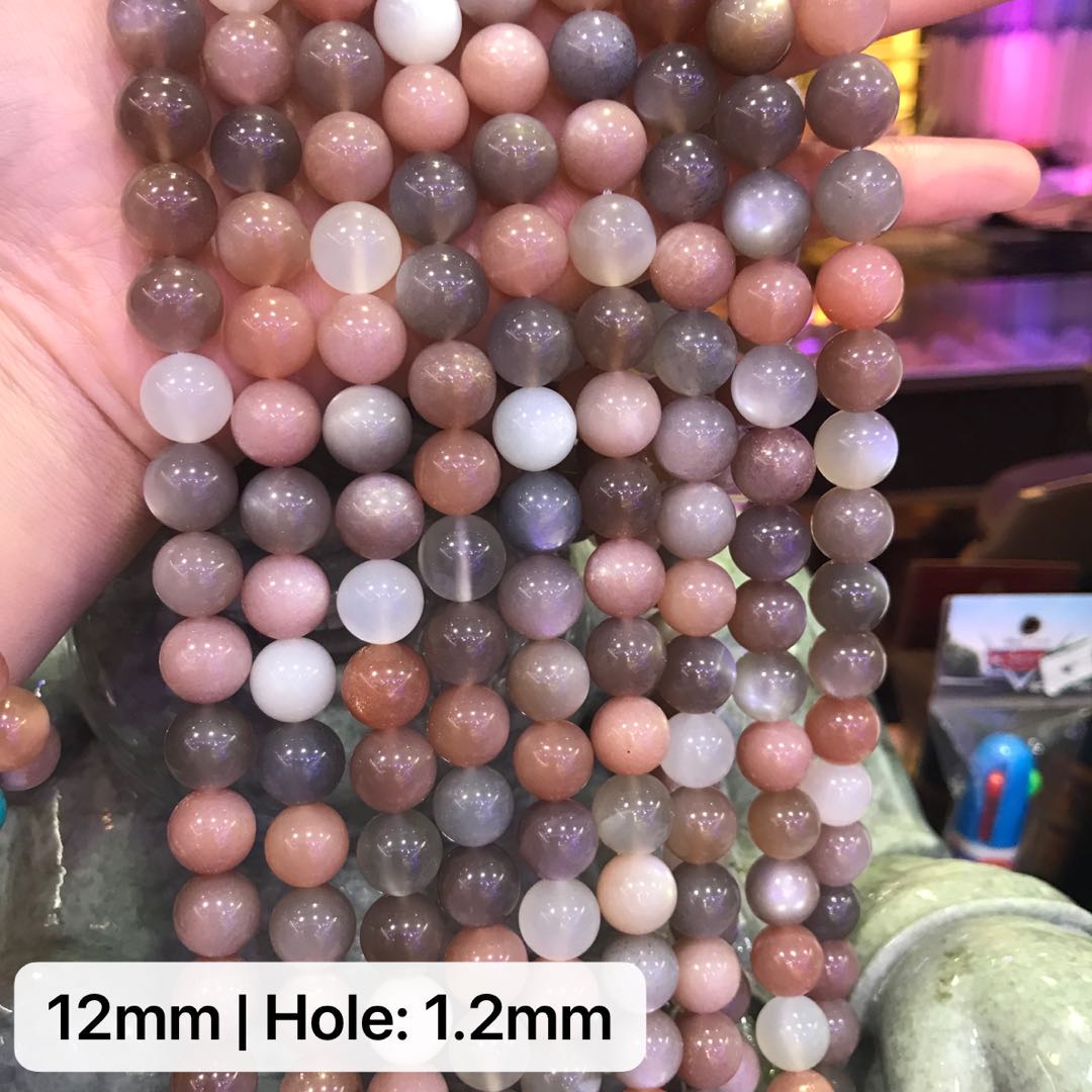 8-12Mm Natural Assorted Moonstone Round Bead Strands Diy Jewelry Supply