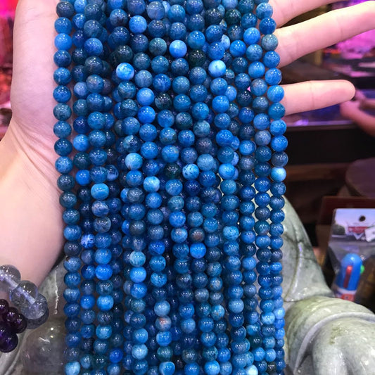 7.5Mm Natural Blue Apatite Round Bead Strands For Diy Jewelry Projects