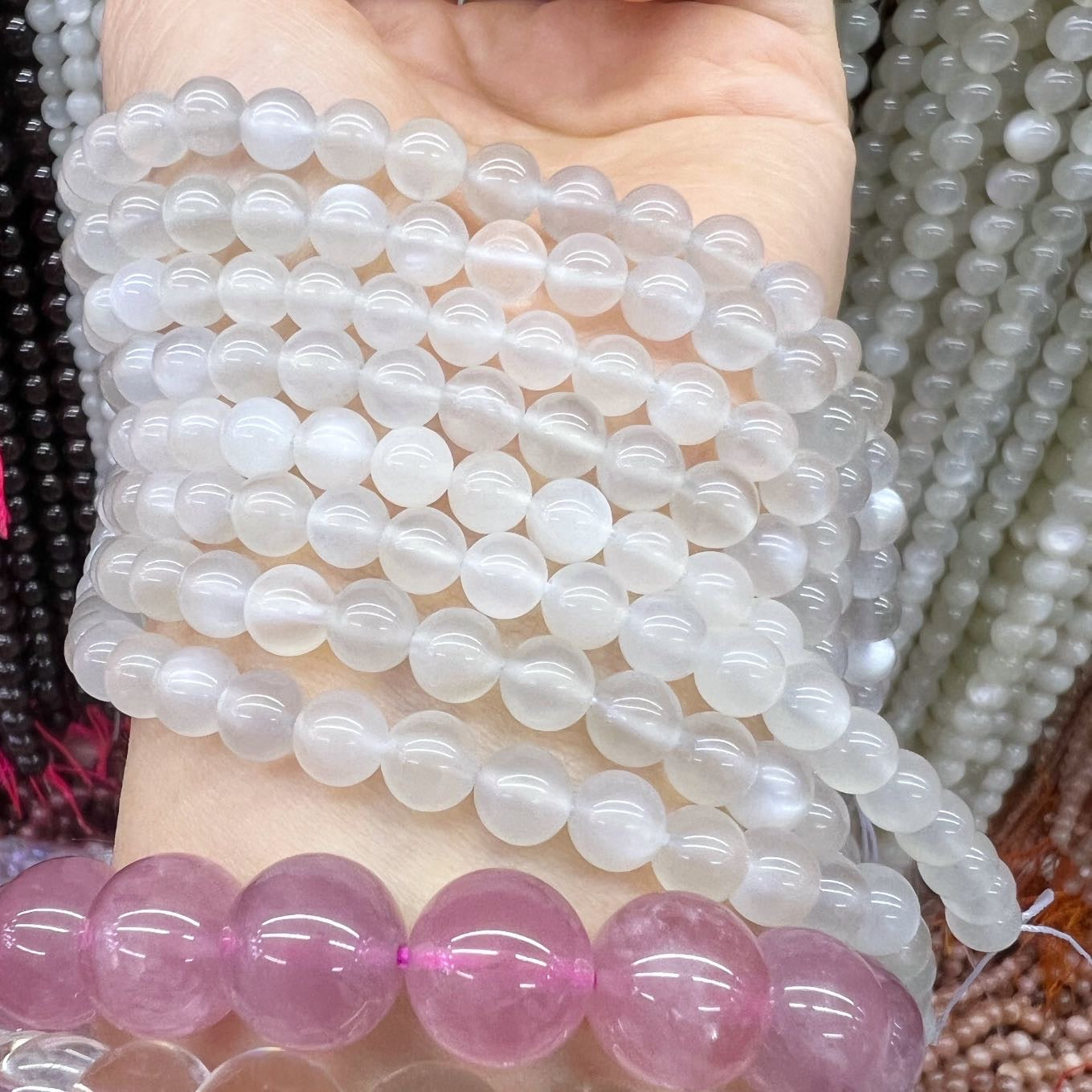 6Mm Natural High-Quality White Moonstone Round Bead Strands Diy Jewelry Supply