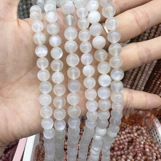 8Mm Natural High-Quality White Moonstone Round Bead Strands Diy Jewelry Supply