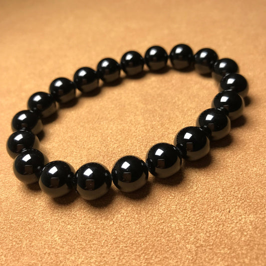 Premium Black Tourmaline Bracelet | Handmade Reiki Healing 10Mm Beaded Crystal Jewelry | Root Chakra Negativity Protection