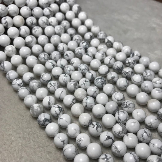 6-12Mm Natural White Howlite Round Bead Strands For Diy Jewelry Project