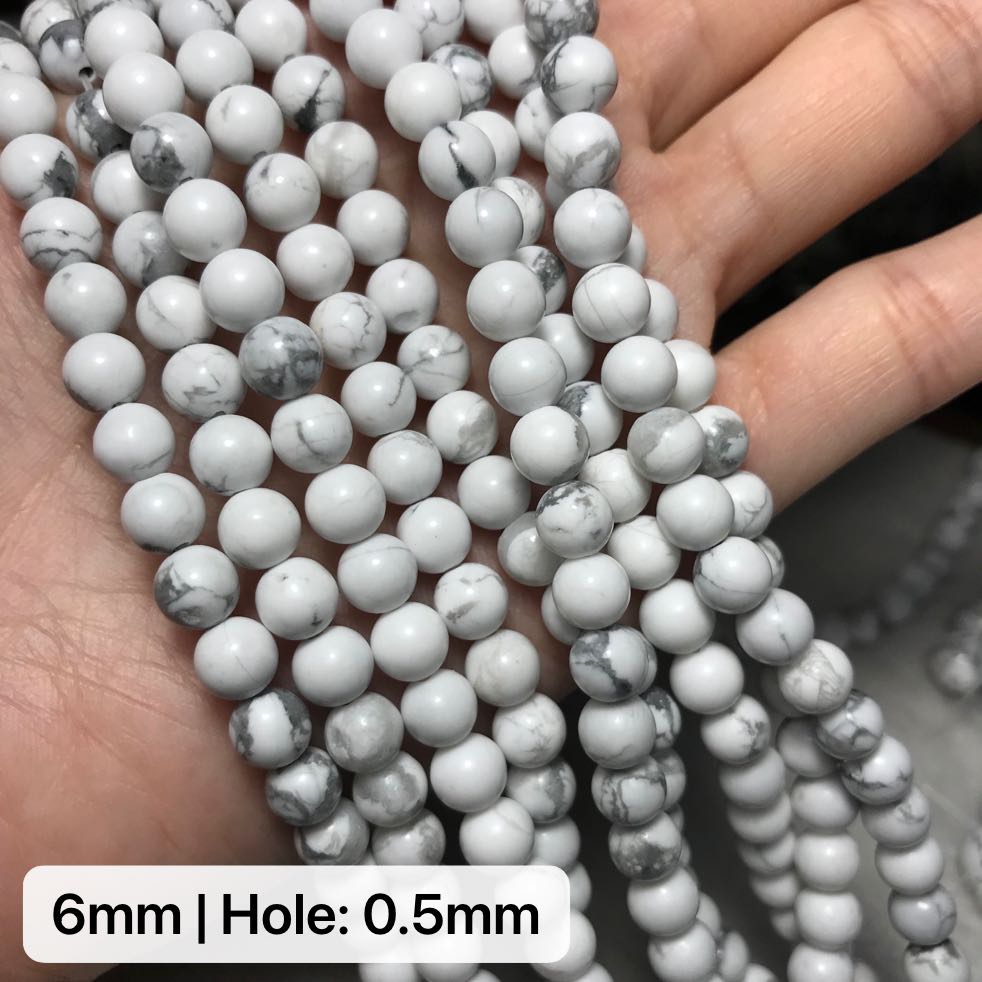 6-12Mm Natural White Howlite Round Bead Strands For Diy Jewelry Project