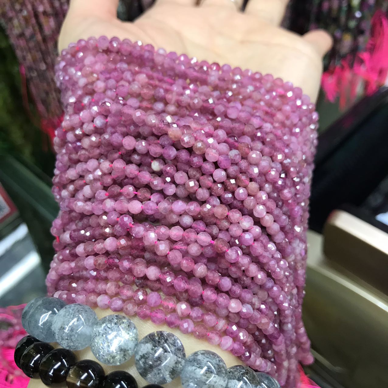 3.5Mm Natural Pink Tourmaline Faceted Bead Strands Diy Jewelry Project