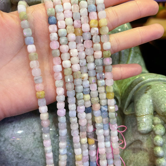 6X6Mm Natural Morganite Faceted Cube Bead Diy Strands Zh-Morcufa6T48