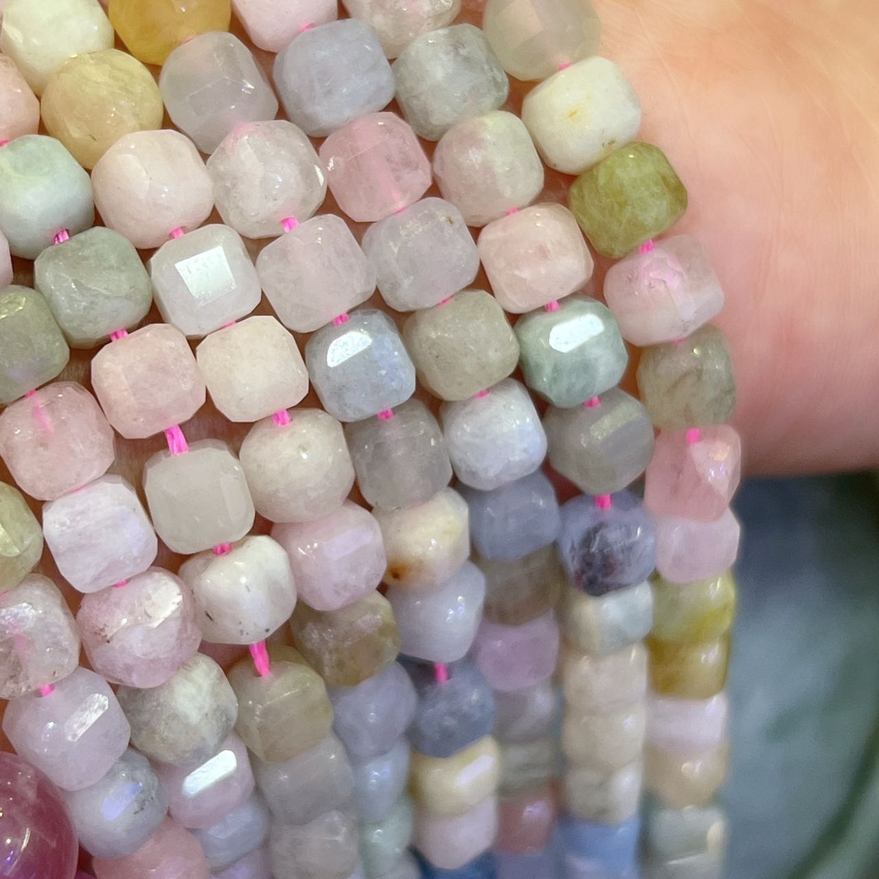 6X6Mm Natural Morganite Faceted Cube Bead Diy Strands Zh-Morcufa6T48