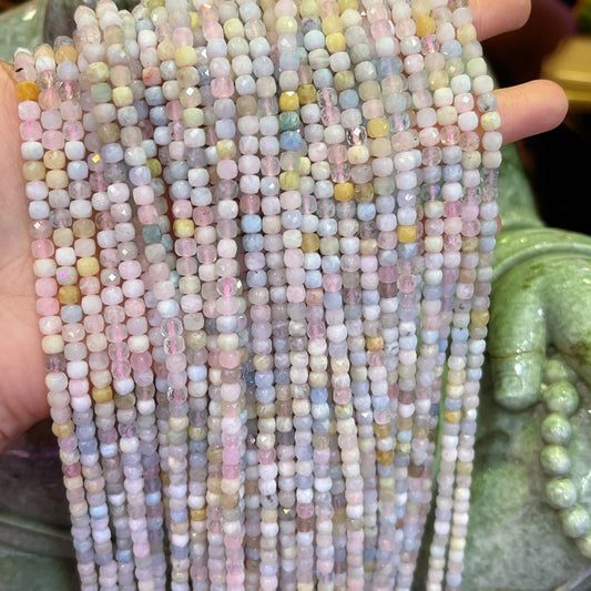 Natural Morganite Faceted Cube Bead Strands Diy Jewelry Making Zh-Morcufa45T24