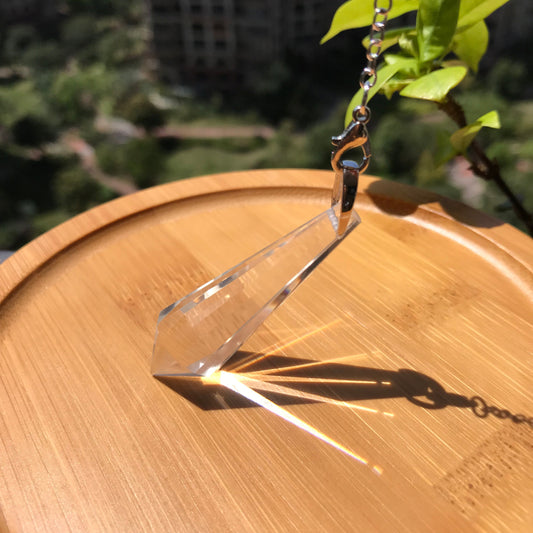 Handmade Faceted Clear Quartz Pendulum Necklace | Crown Chakra Healing Crystal | Spiritual Dowsing Pendant For Enlightenment And Clarity