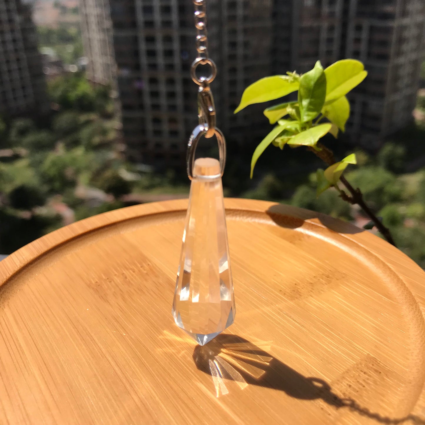 Handmade Faceted Clear Quartz Pendulum Necklace | Crown Chakra Healing Crystal | Spiritual Dowsing Pendant For Enlightenment And Clarity