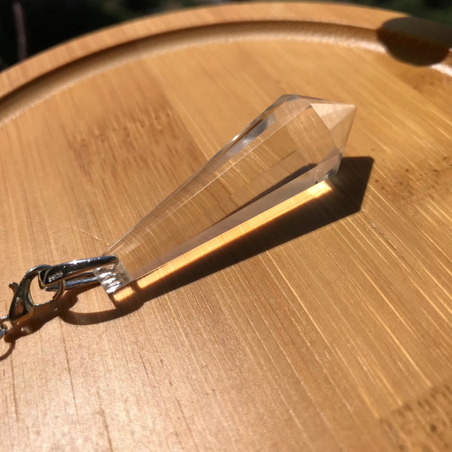 Handmade Faceted Clear Quartz Pendulum Necklace | Crown Chakra Healing Crystal | Spiritual Dowsing Pendant For Enlightenment And Clarity