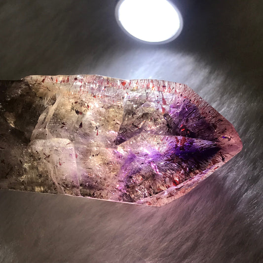 High Quality Super Seven Crystal Rare Scepter 48.9G High Vibration Frequency Raw Stone Powerful Healing For Seven Chakra Amethyst, Quartz, Smoky Quartz, Cacoxenite, Rutile, Goethite And Lepidocrocite