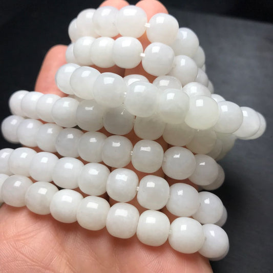 10 Pcs 9Mm White Nehprite Hetian Jade Beaded Bracelets For Diy Jewelry Project
