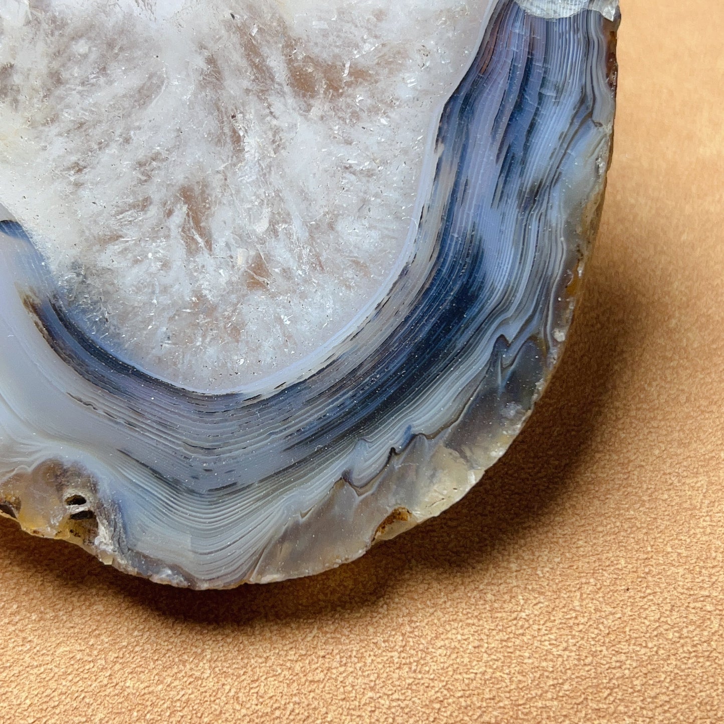 Genuine Agate Geode Slice From Brazil With Crystal Clusters For Home Decor
