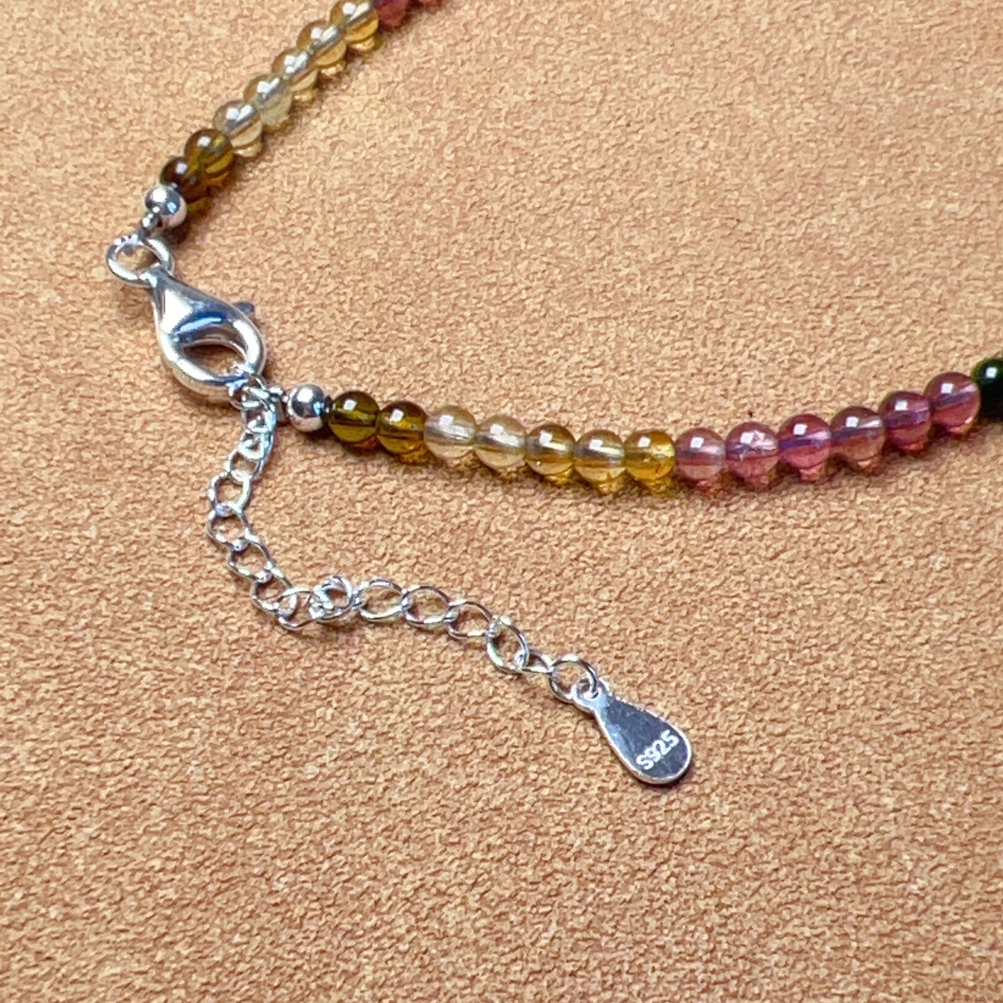 Handmade Rainbow Tourmaline Bracelet Ruby Color Tourmaline | 925 Sterling Silver Silver Adjustable Style