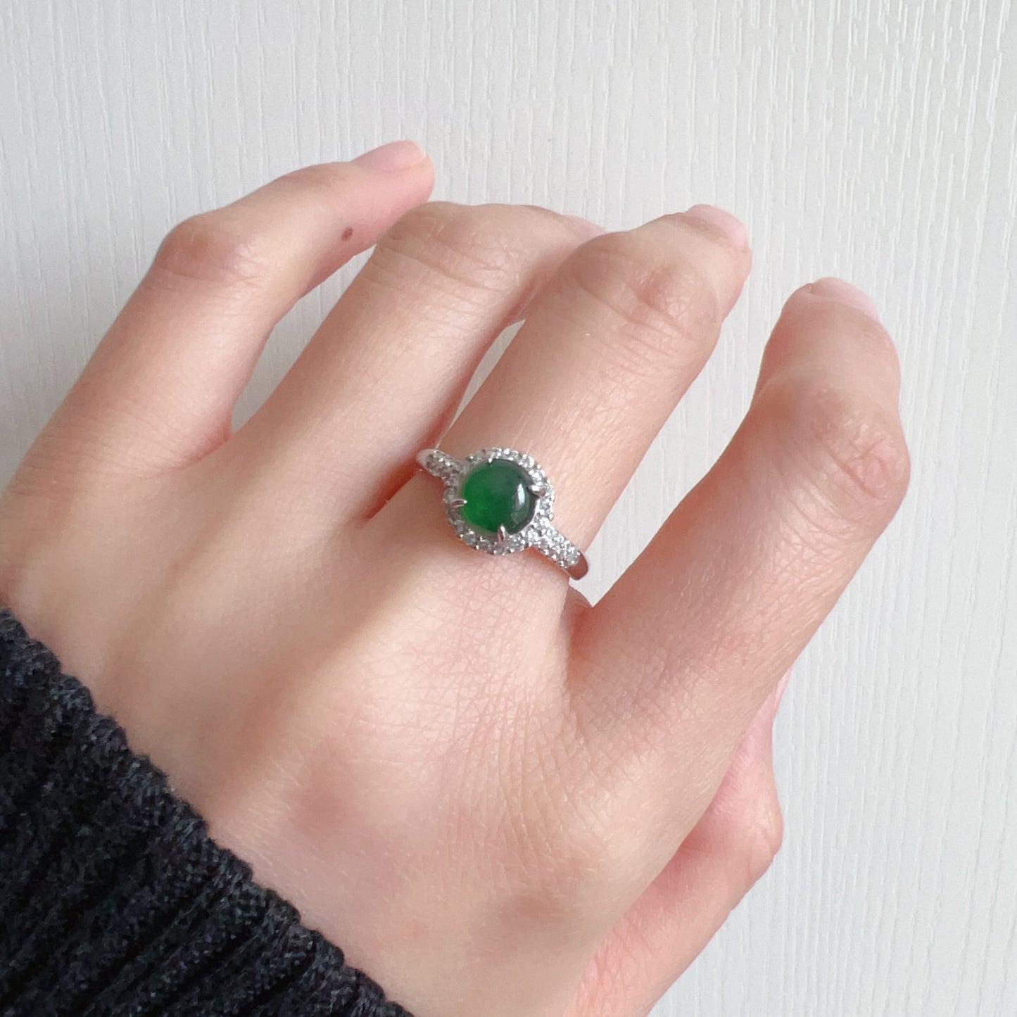 Best Royal Green Natural Jadeite Ring Handmade With 925 Sterling Silver And Zirconia | One Of A Kind Fashion Jewelry