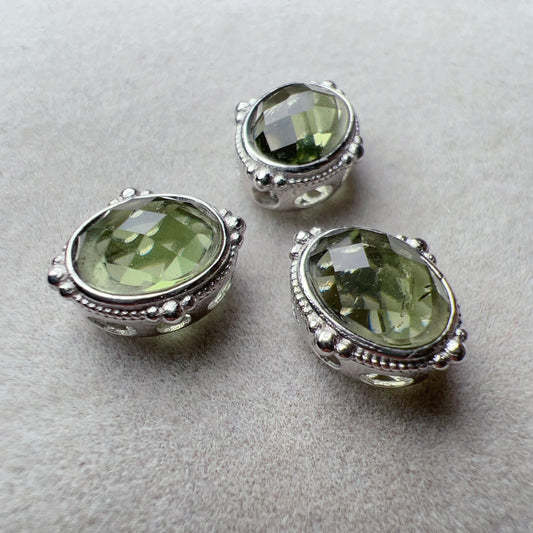 Handmade Faceted Oval Moldavite Pandora’S Box Charm Pendant With 925 Sterling Silver