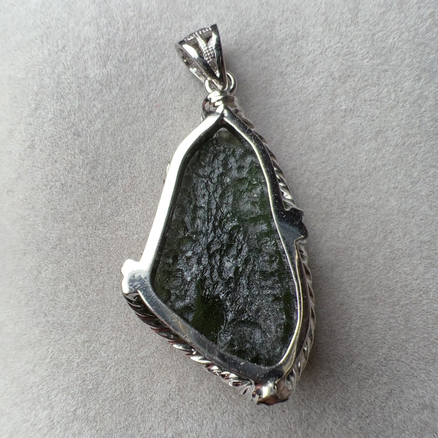 Best Green Color 8.7G Moldavite Raw Stone Pendant Necklace | Rare High-Frequency Heart Chakra Healing Stone