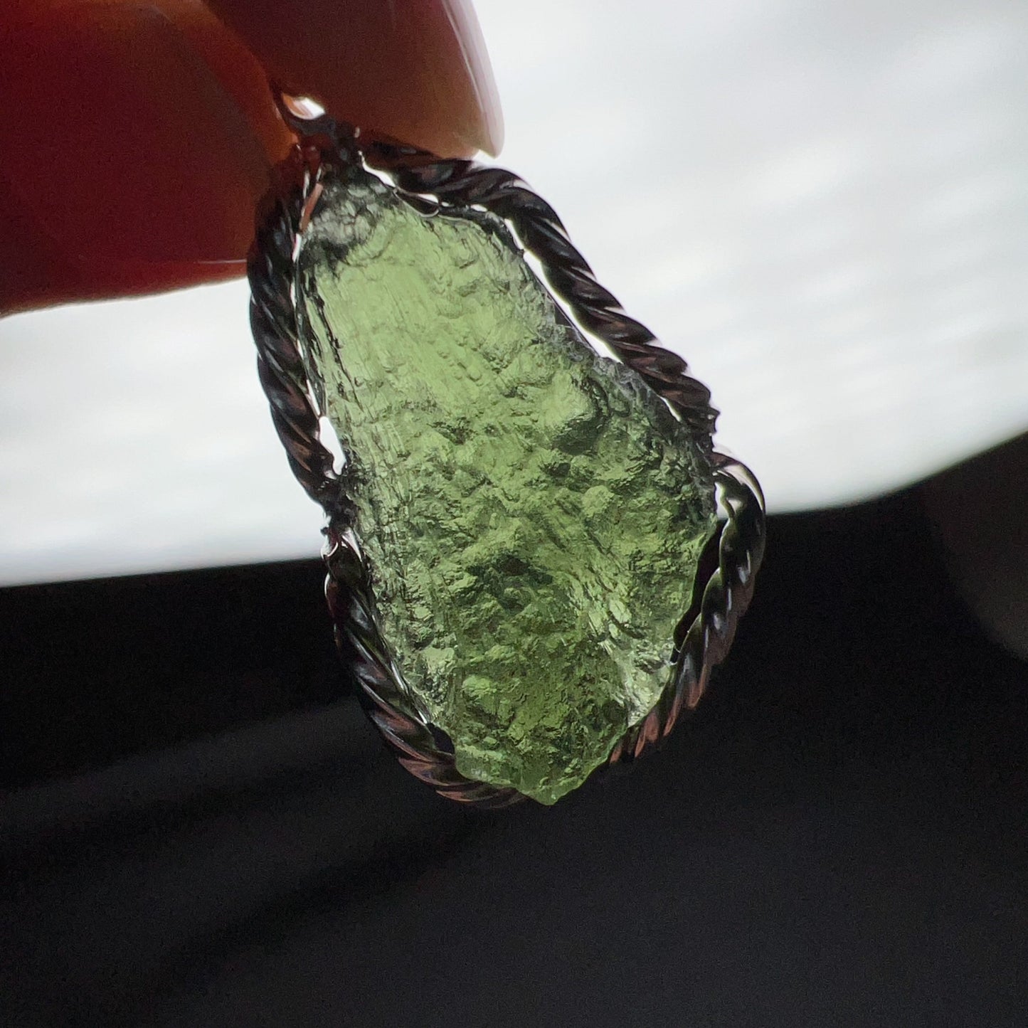 Best Green Color 8.7G Moldavite Raw Stone Pendant Necklace | Rare High-Frequency Heart Chakra Healing Stone