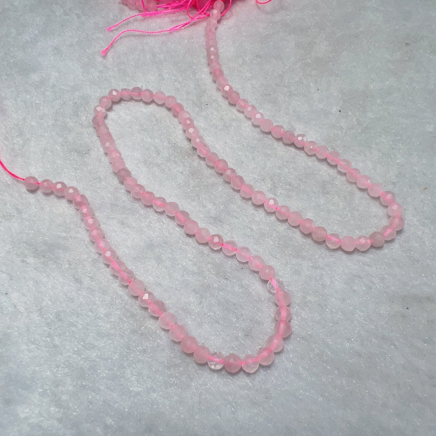 4Mm Natural Faceted Madagascar Rose Quartz Bead Strands For Diy Jewelry Project