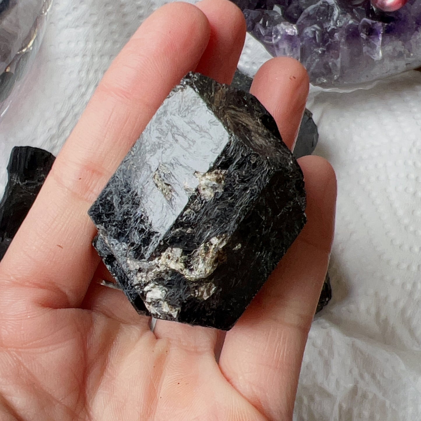 Top Grade Black Tourmaline Twins Raw Stone Perfect Formation 102.8G | Reiki Healing Protection Crystals