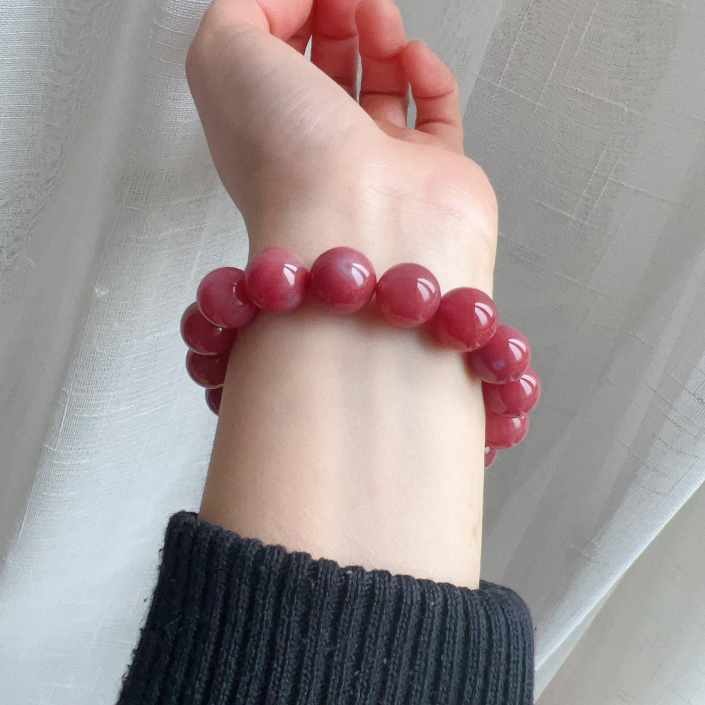 Rare Large Beads 12.4Mm Purple Red Natural Yanyuan Agate Bracelet Heart Chakra Healing Jewelry Stone Of Strength