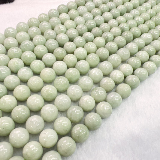 Light Green – Genuine Jade 10Mm Jadeite Round Bead Strands For Diy Jewelry Project