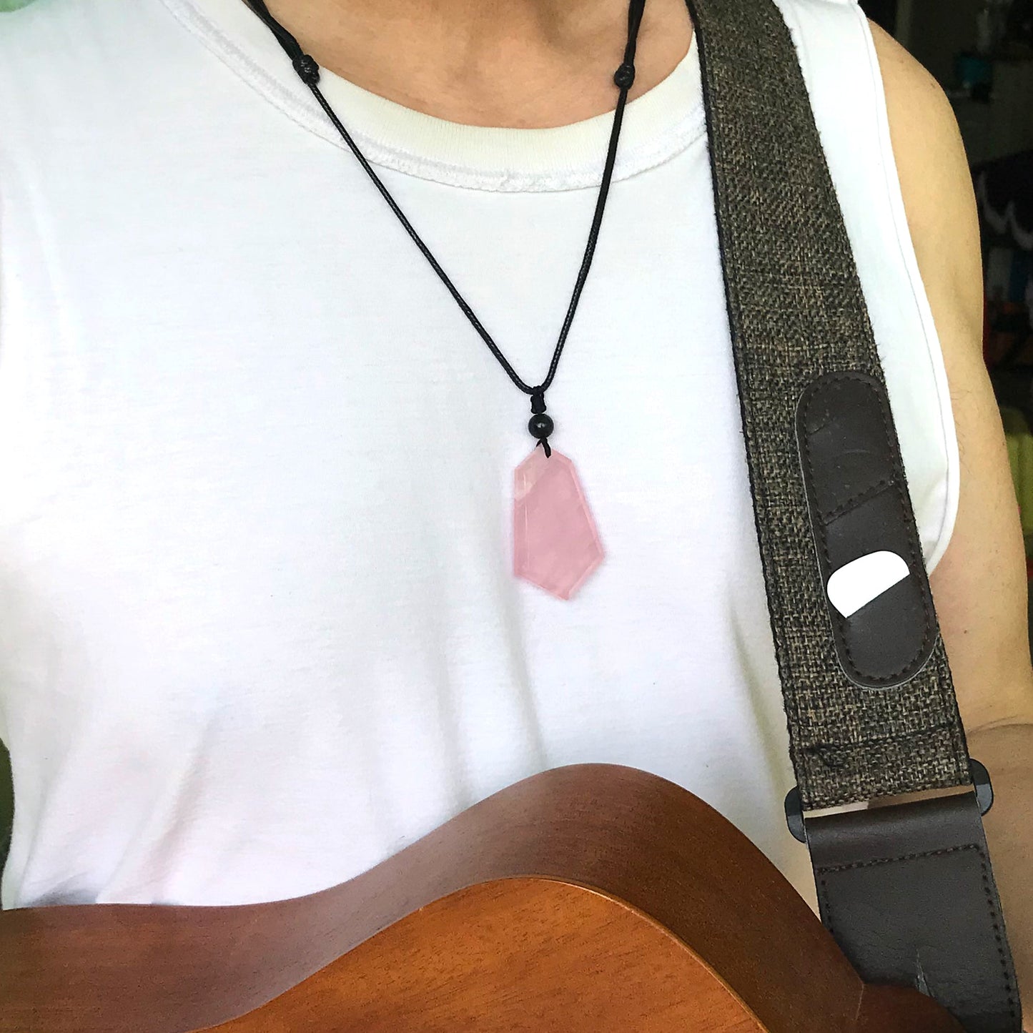 Rose Quartz Protection Shield Necklace | Men Women Jewelry | Heart Chakra Healing | Handmade With Rainow Obsidian Bead Adjustable