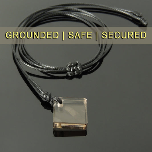 Smoky Quartz Diamond Shape Pendant Necklace | Root Chakra Healing | Best Handmade Gift For Men Women | Jewelry Adjustable Rope