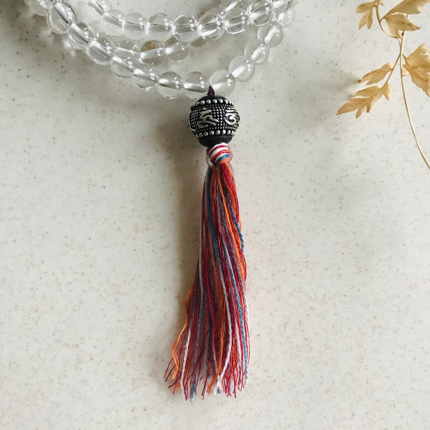 108 Prayer Beads 6Mm Natural Clear Quartz | Elastic Beaded Necklace Handmade Jewelry With Ebony Wood Sterling Silver Bead | Healing Stone Mala Meditation