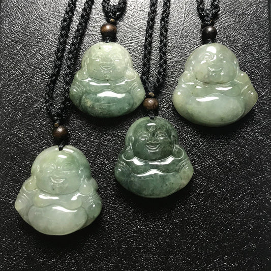 Genuine Jade Pendant Maitreya Happy Buddha Braided Necklace Best Blessing Gift Item For Protection Love