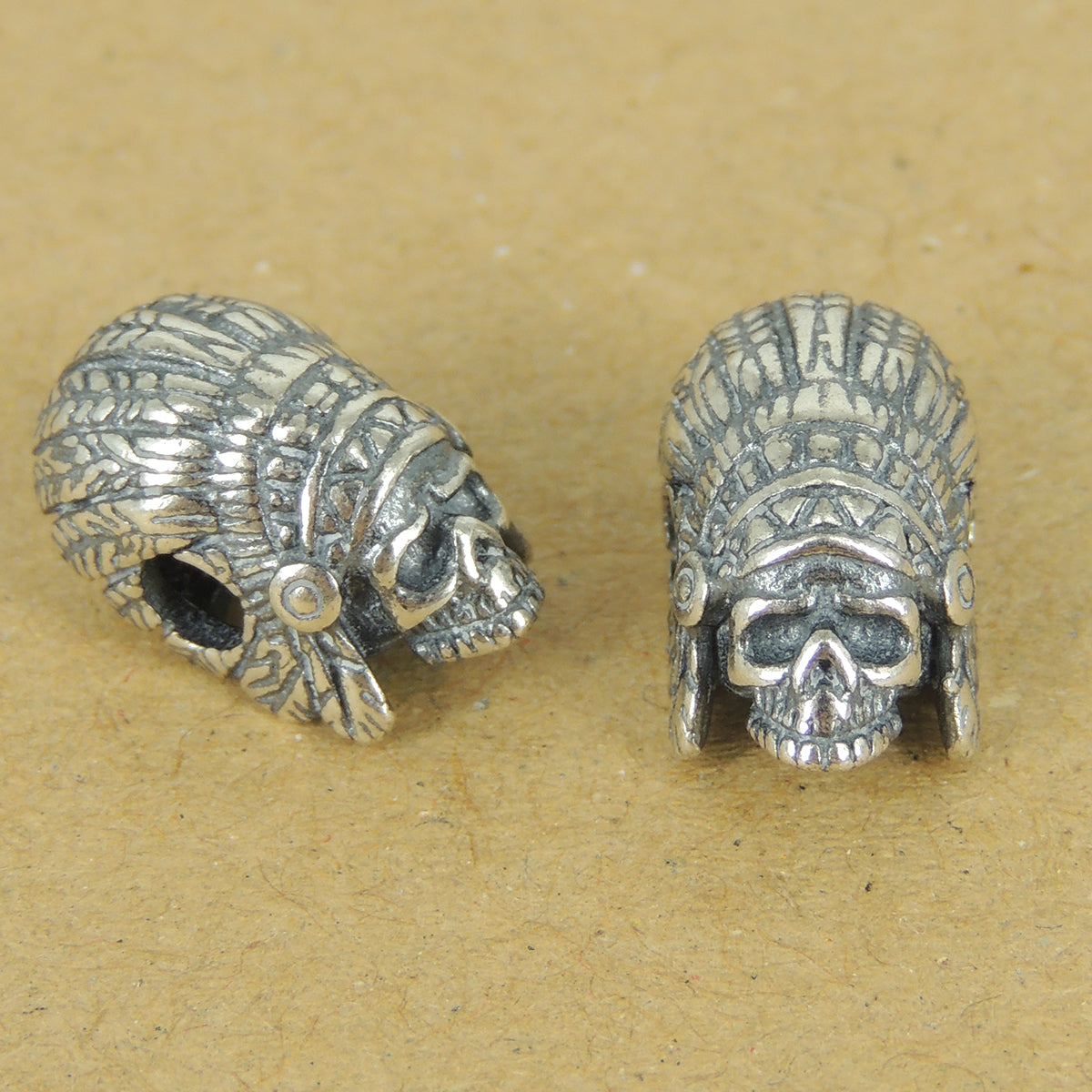 925 Sterling Silver Indian Skull Bead Charm – Unique Diy Jewelry Craft Finding