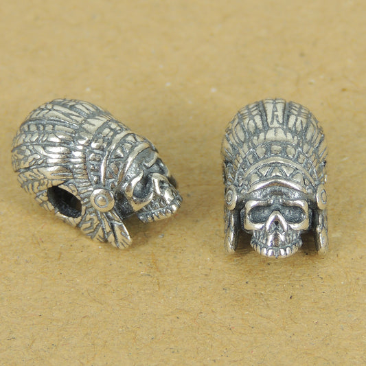925 Sterling Silver Indian Skull Bead Charm – Unique Diy Jewelry Craft Finding