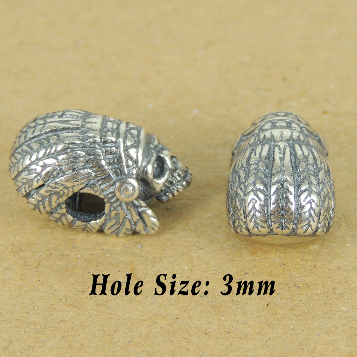 925 Sterling Silver Indian Skull Bead Charm – Unique Diy Jewelry Craft Finding