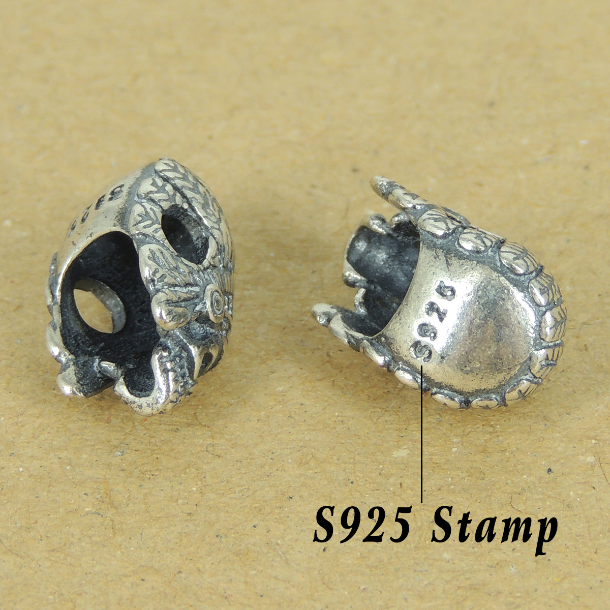925 Sterling Silver Indian Skull Bead Charm – Unique Diy Jewelry Craft Finding