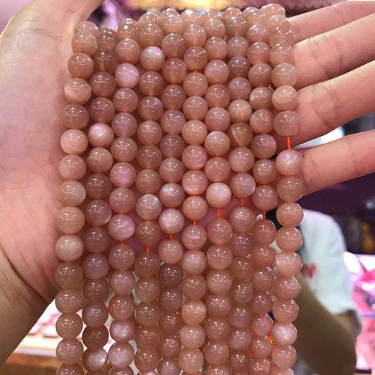 8Mm Natural Peach Moonstone High-Quality Round Bead Strands For Diy Jewelry Project