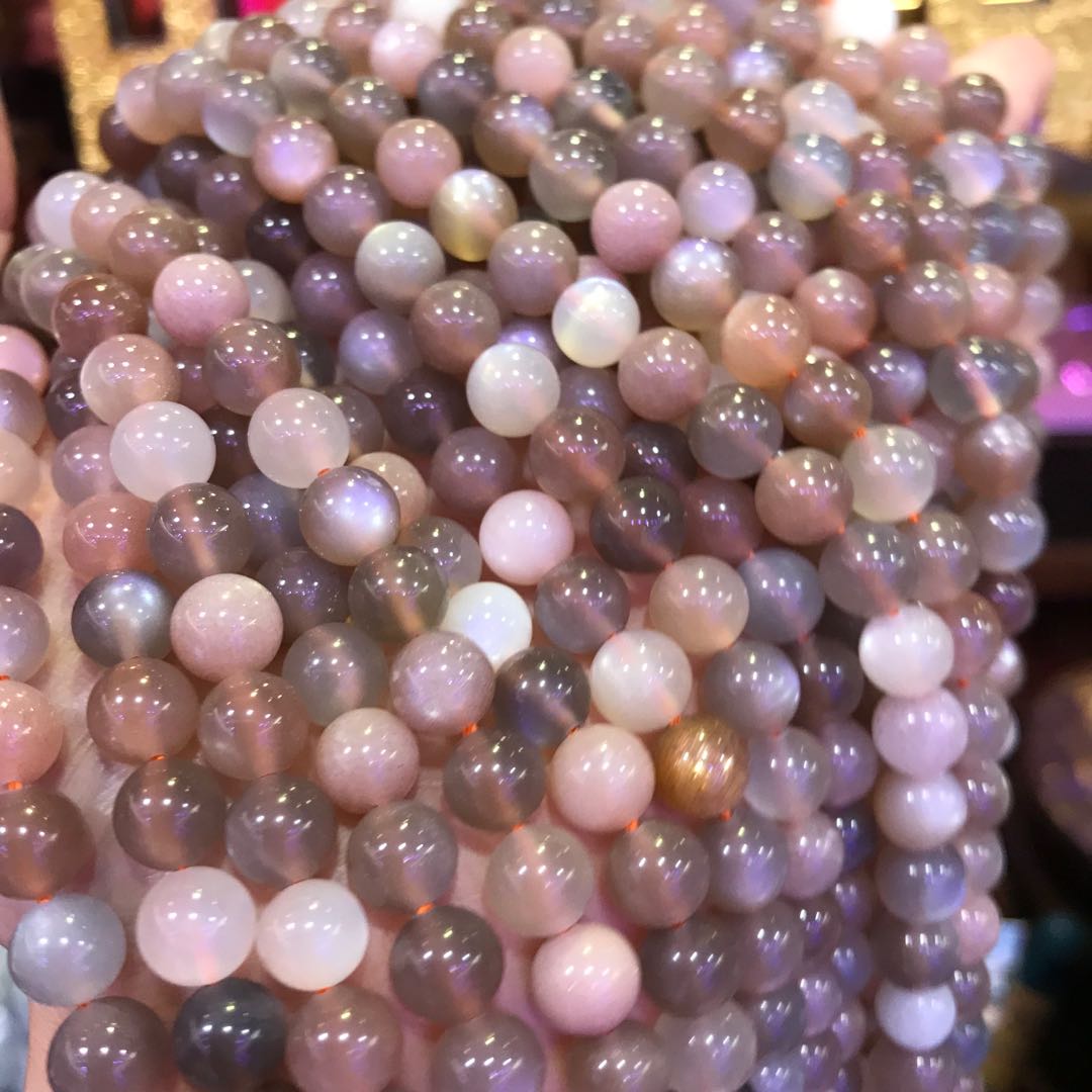 8-12Mm Natural Assorted Moonstone Round Bead Strands Diy Jewelry Supply