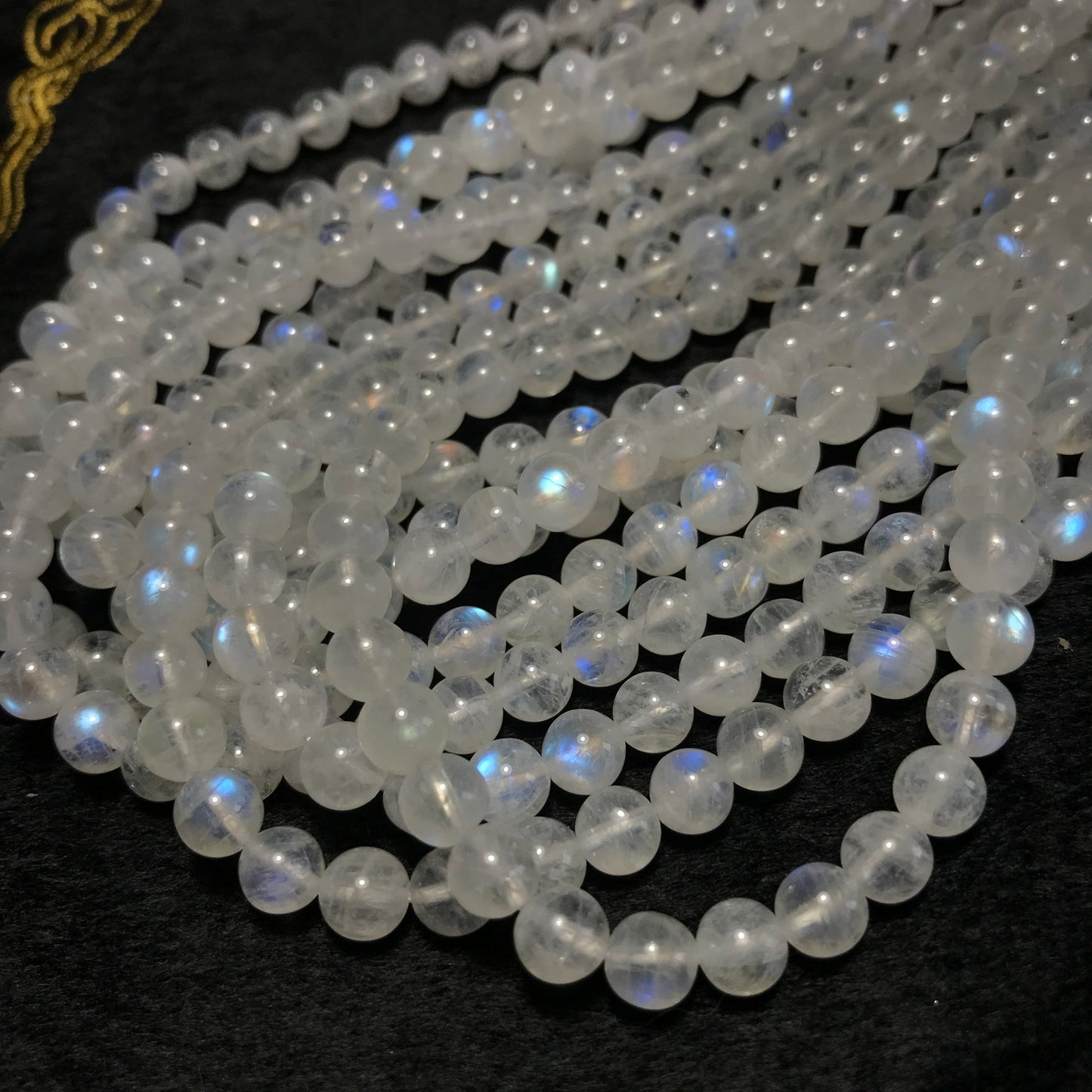 6Mm High Quality Natural Blue Rainbow Moonstone Round Bead Strands Jewelry Findings Supplies