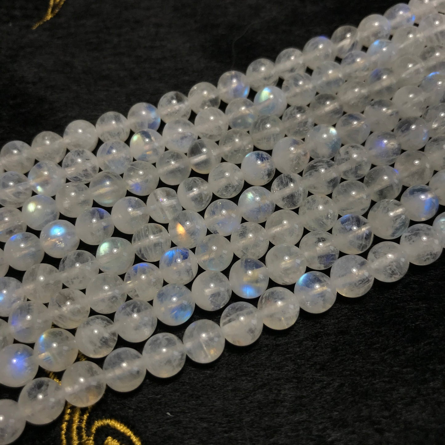 6Mm High Quality Natural Blue Rainbow Moonstone Round Bead Strands Jewelry Findings Supplies