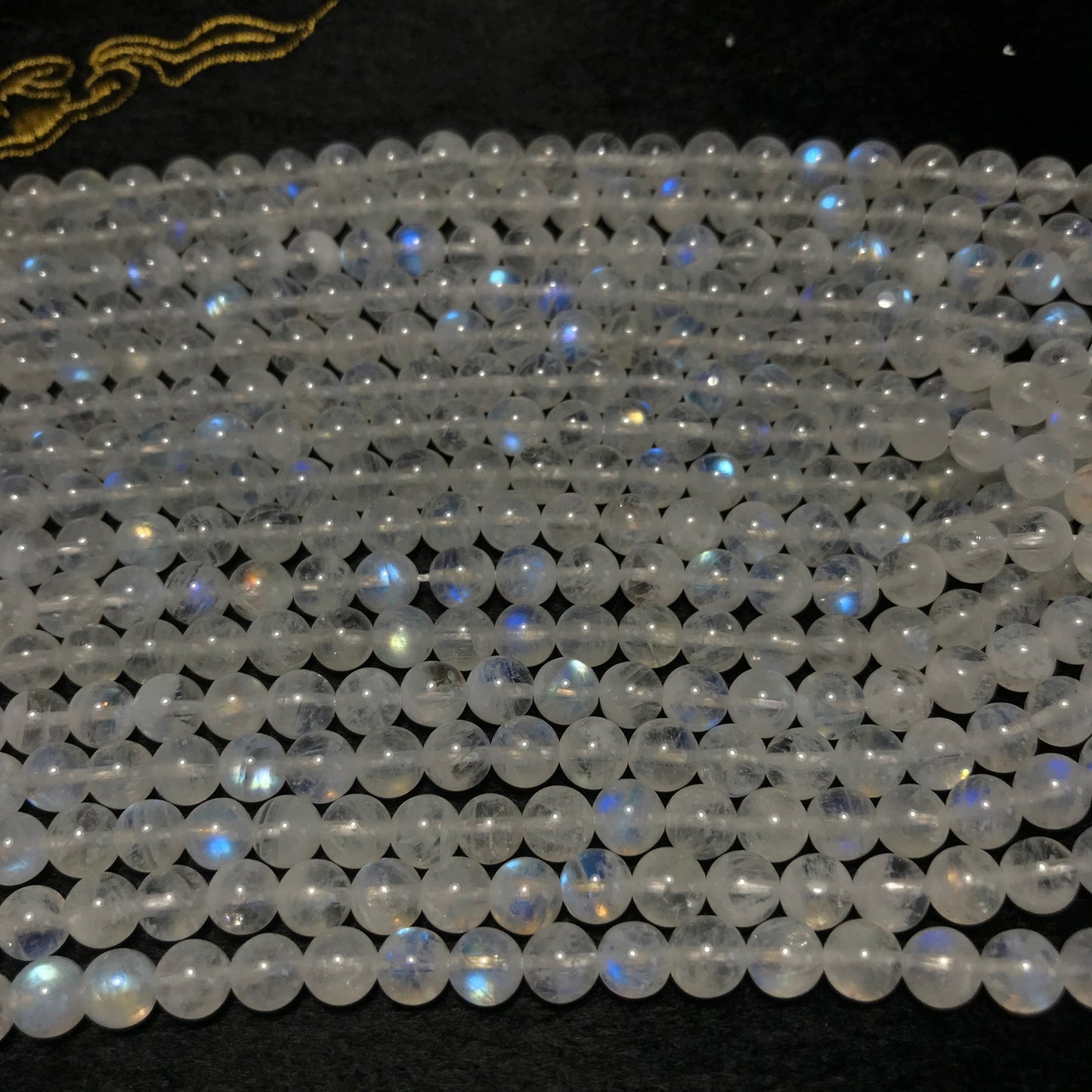 6Mm High Quality Natural Blue Rainbow Moonstone Round Bead Strands Jewelry Findings Supplies