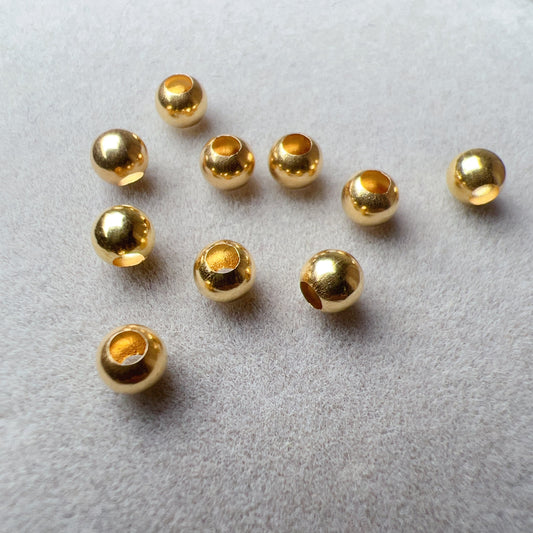 5 Pcs 3.9Mm 18K Yellow Gold Round Beads Charms For Diy Jewelry Projects