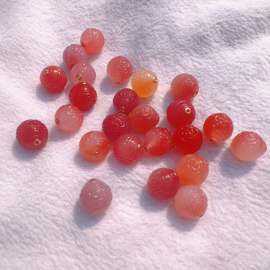 Natural High-Quality Yanyuan Agate With 18K Yellow Gold Huiwen Symbol Beads Charms Diy Jewelry Project